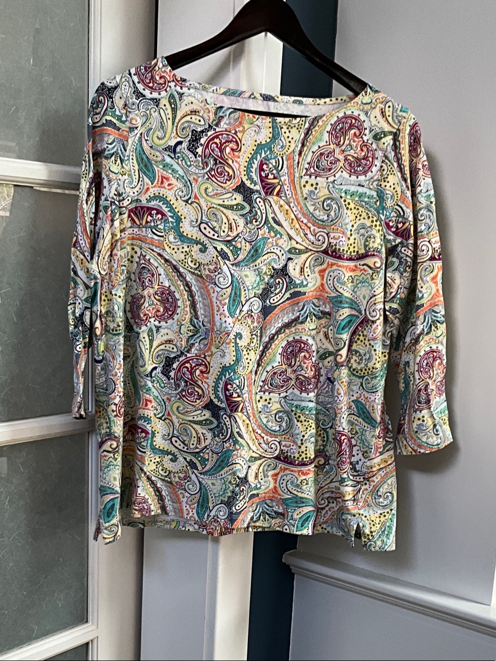 Talbots Multicolor Paisley Long Sleeve Top - Cream Base